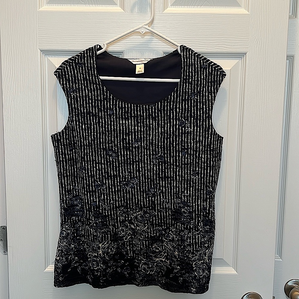 Christopher & Banks Lace Layered Navy blouse GUC